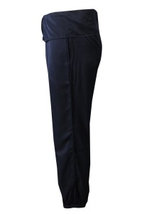 U377 makes pure color dark blue drawstring yoga sweatpants with wide waist, rubber bands and long feet. Combed sweatpants sweatpants franchise store 100% Tencel side view